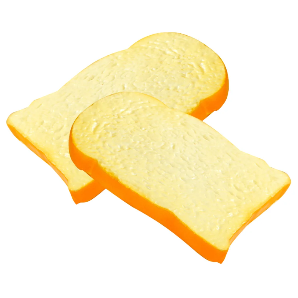 

2pcs Artificial Toast Model Vivid Fake Bread Decor Kitchen Montessori Educational Props Simulation Toast Slice