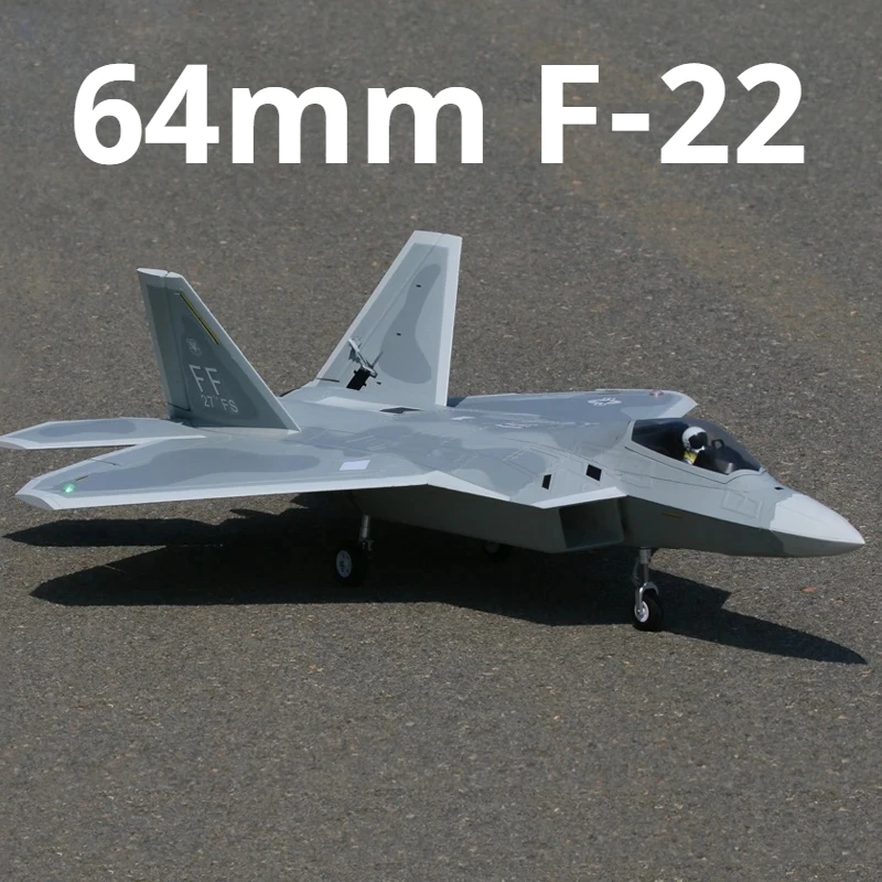 F22 64mm Ducted Remote-Controlled Model Aircraft Cnc Shock Absorbing Landing Gear With Flap Fixed Wing Raptor Fighter F-22