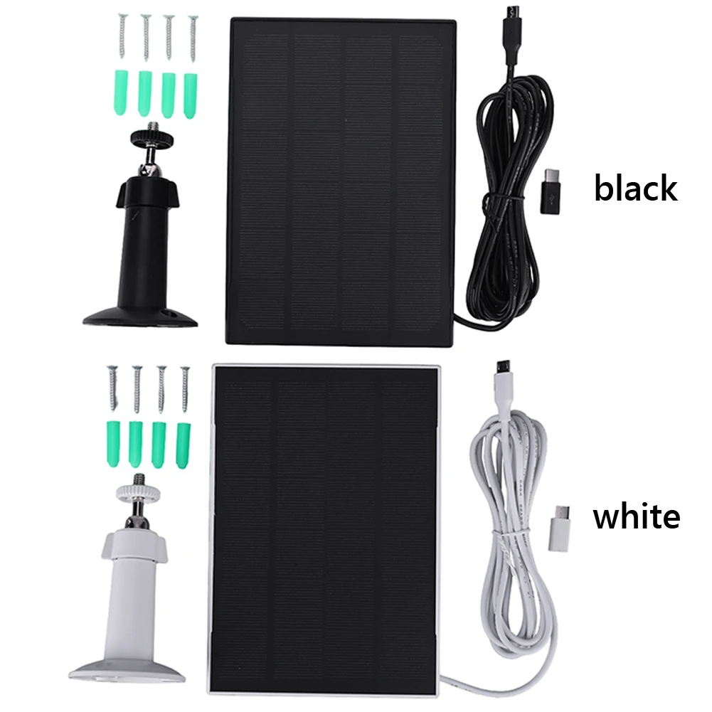 3W 6V Solar Panel Kit 360° Adjustable Wall Mount Solar Charger Micro USB+Type-C Camera Solar Panel for Ring Eufy Blink Arlo