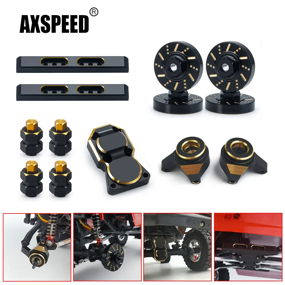 AXSPEED Heavy Black Coating Brass Counterweight Steering Knuckles Wheel Hex Adapter for Axial SCX24 1/24 RC Crawler Car Parts