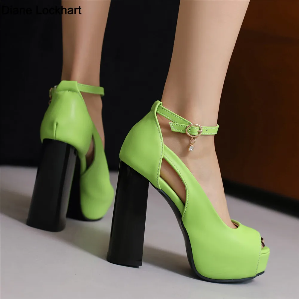 

European and American Peep Toe Shoes Super High-Heeled Pumps Platforms Goth Sandals Ankle Strap Buckle Wedding Party Shoe Summer