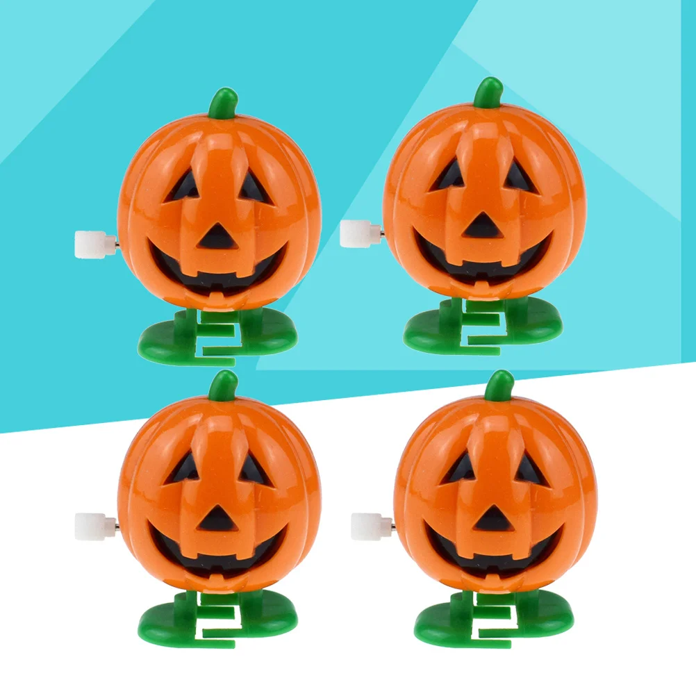 

4Pcs Wind-Up Halloween Pumpkin Clockwork 5x4cm Smiling Pumpkins Creative Bright Color Holiday Party Favors Children Gift