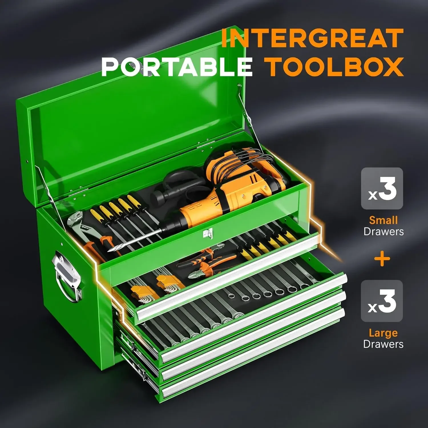 Bestseller 5-Drawer Rolling Tool Chest مع صندوق أدوات علوي قابل للفصل، عجلات عالمية قابلة للقفل، صندوق أدوات معدني لأعمال المرآب #5