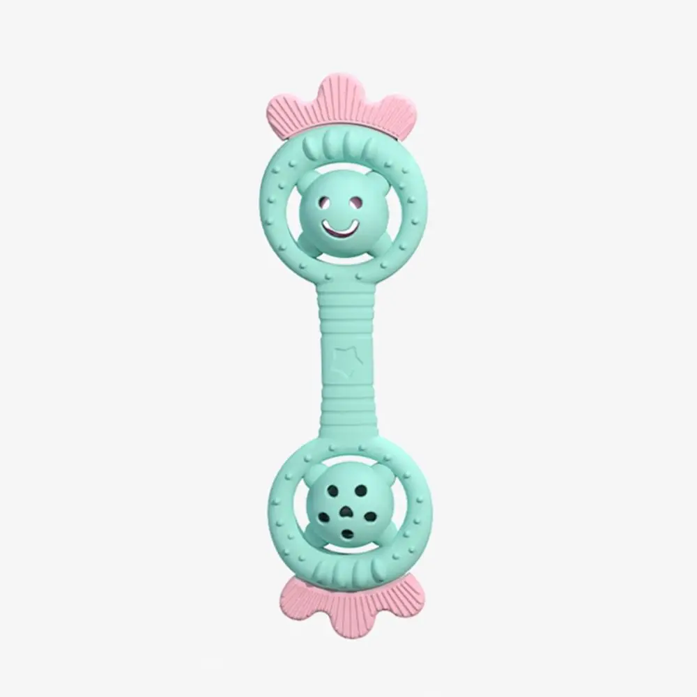 Strawberry Teether Rattle Toy Early Education Silica Gel Teether Handbells Cartoon Chewable Silica Gel Hand Bell Infant