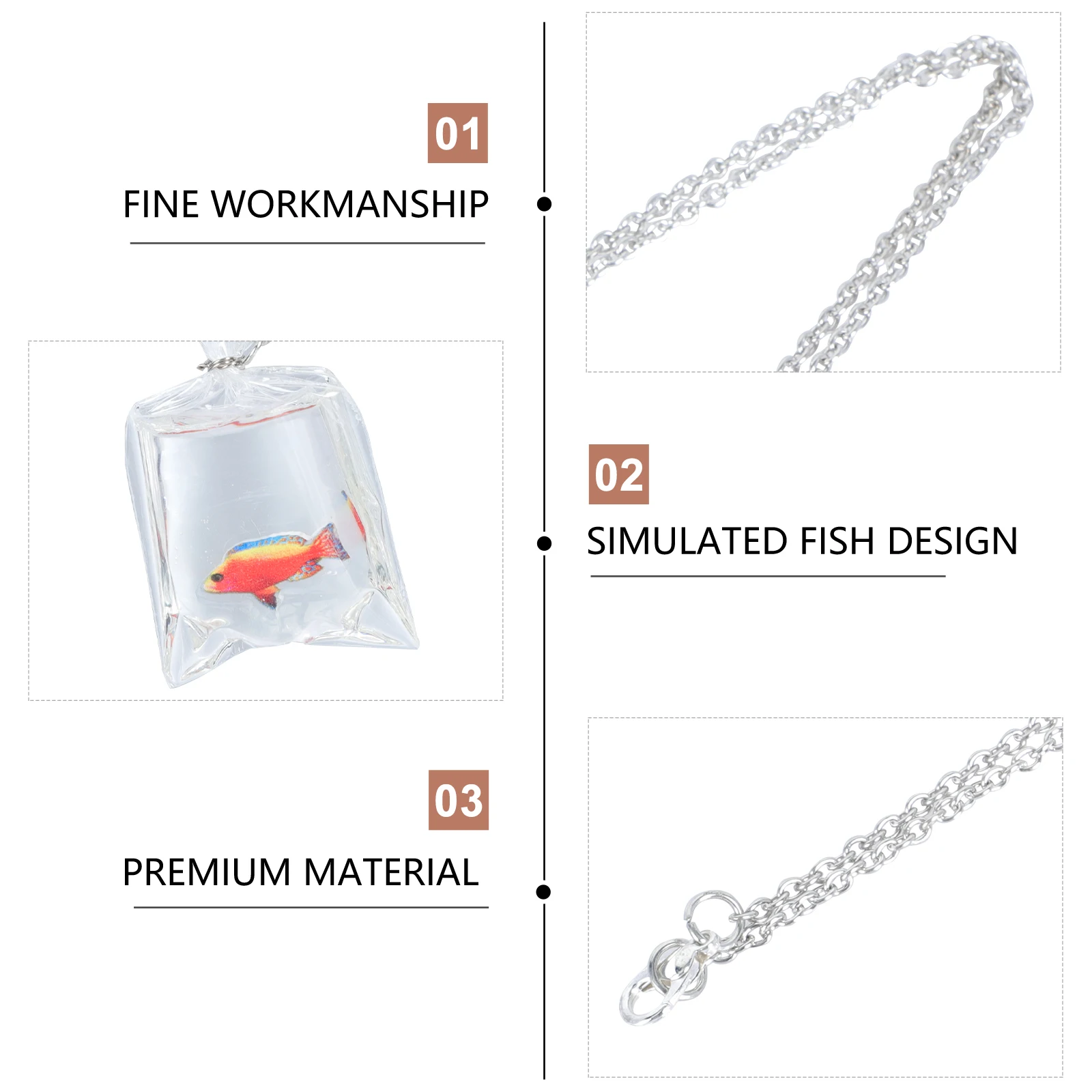 

Goldfish Necklace in Water Bag Design Resin Clavicle Jewelry Pendant Accessory ange Tropical Fish Unique Colorful Simulation