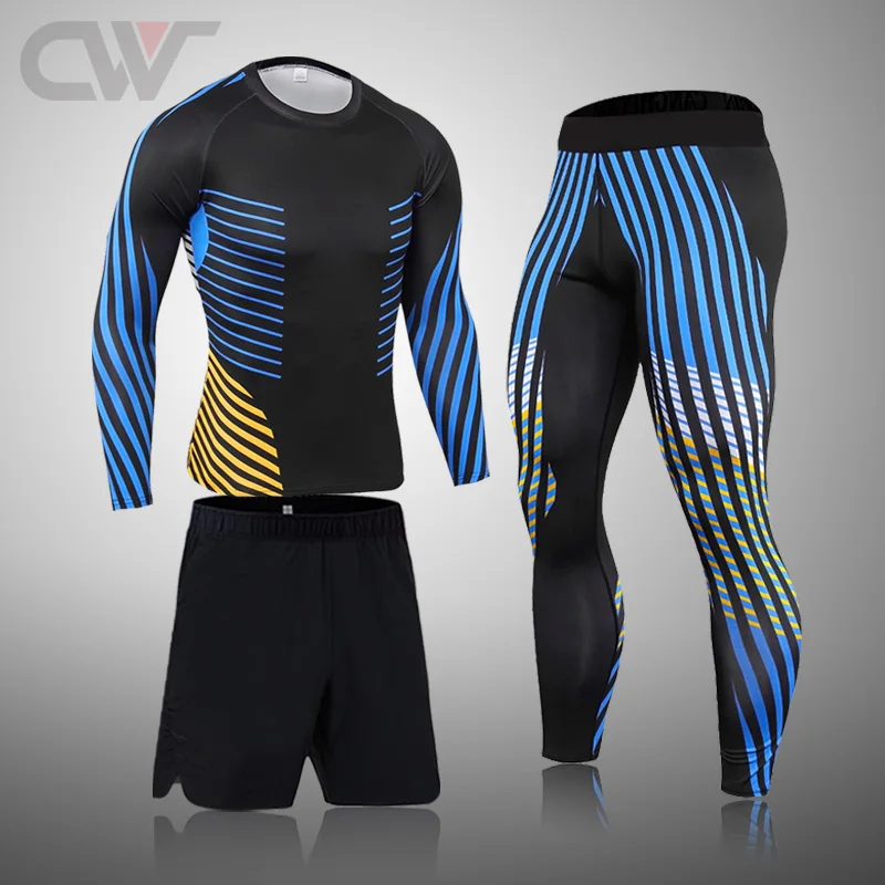 Man Compression Sports Suit Quick Drying Winter Thermal Underwear Fitness Training MMA Rashguard Male Jogging Running Clothes