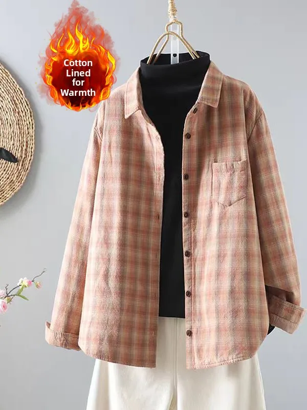 

Модный утепленный хлопковый кардиган с длинными рукавами для женщин больших размеров, на одной пуговице, с отложным воротником, теплый, осенне-зимний