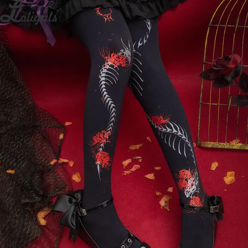 

Gothic Lolita Tights Patterned Halloween Pantyhose by Yidhra ~ Buried Dragon Abyss