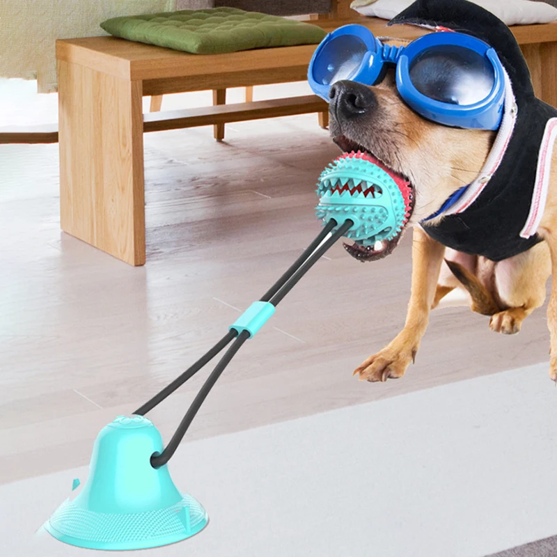 

Dog Leaking Food Ball with Suction Cup Ropes Dog Chew Toy Ball Interactive Dogs Slow Feeder Toy Tooth Cleaning Pet Supplies