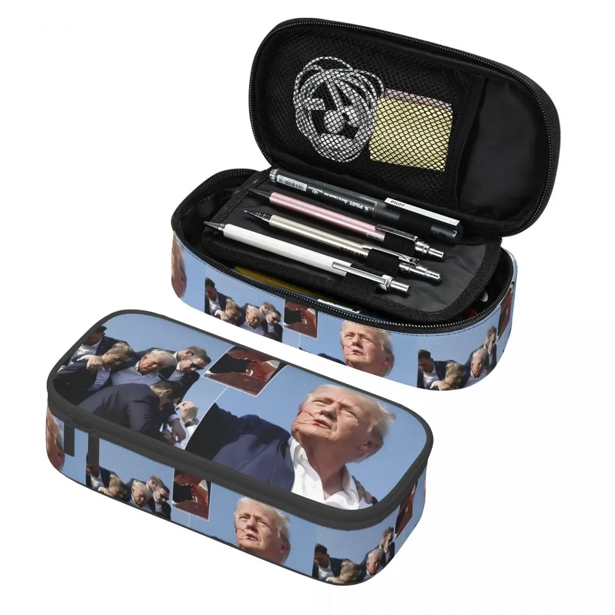 Custom Kawaii Trump Assassination Pencil Cases for Boys Gilrs Large Capacity Pen Bag Box School Accessories