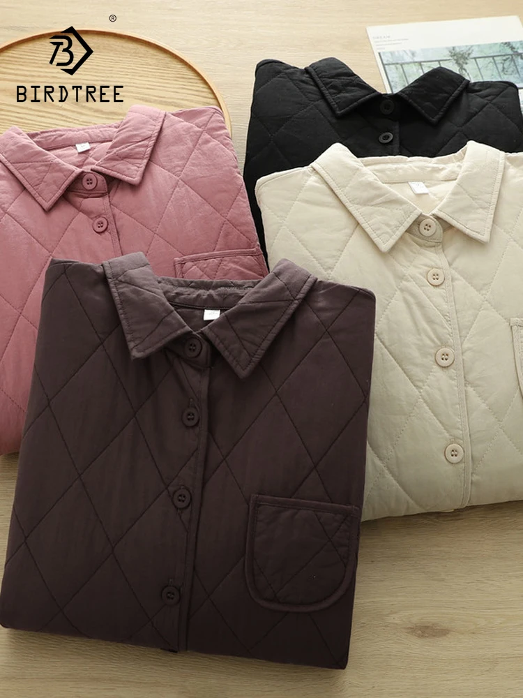 Nuova camicia a maniche lunghe imbottita in cotone invernale 20225, colletto rovesciato da donna rombo, camicetta allentata calda per pendolari Mori Girl T5D447CC