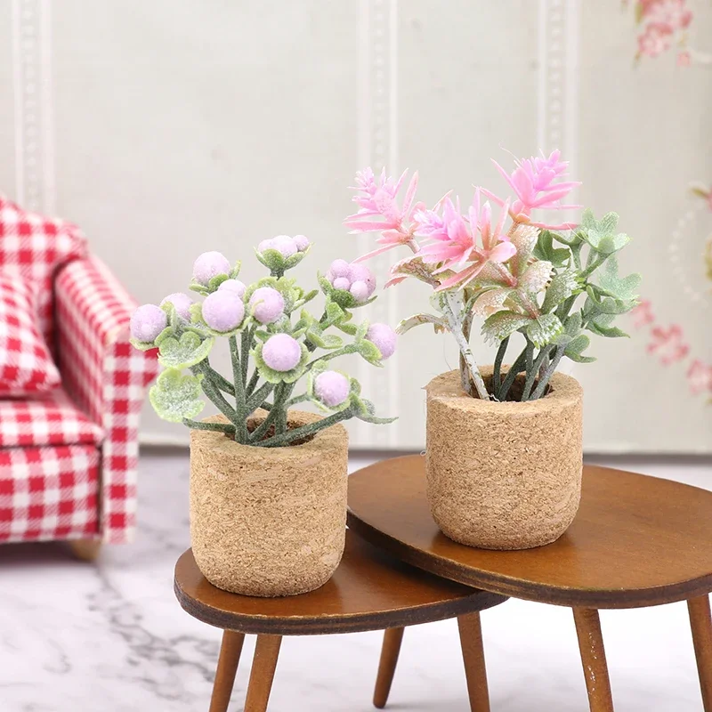 1/12 Dollhouse Simulation Flower Plants Potted Model Doll Home Miniatur Flower Decor Toy Micro Landscape Garden Plants Ornament
