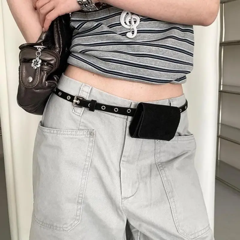 1 Stück Modische Koreanische Damen-Gürteltasche aus Wildleder, Einfarbige PU-Gürteltasche für Frauen – Detail 7