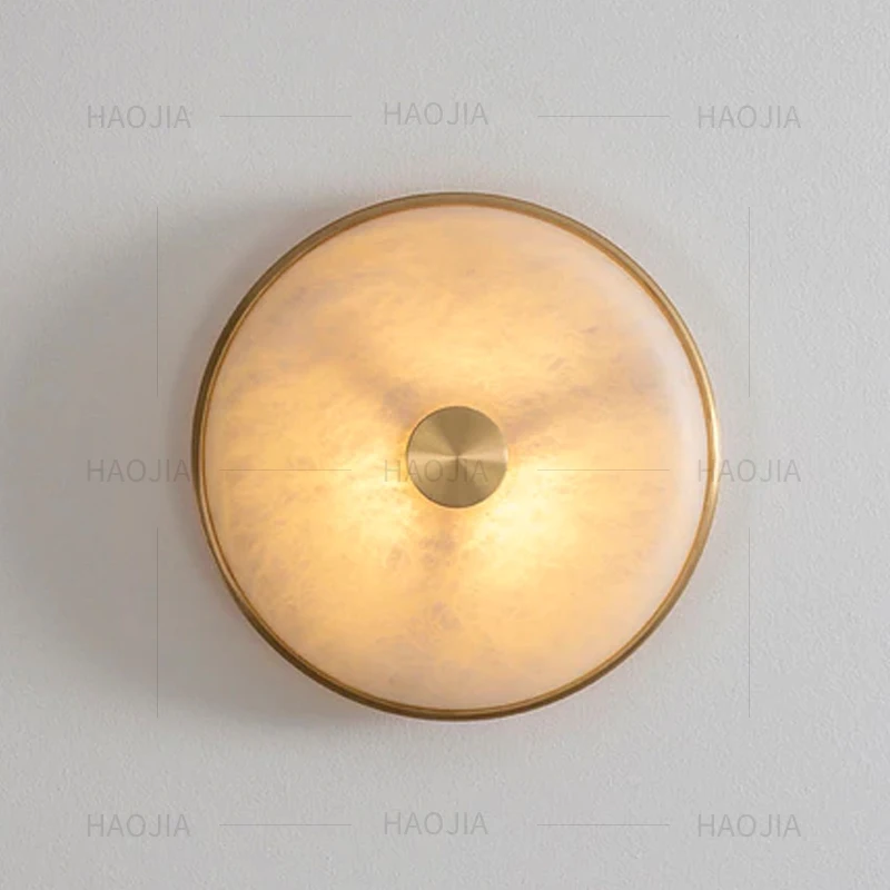 

Marble wall lamp background wall light luxury all copper designer Nordic simple atmosphere modern living room bedroom bedside la