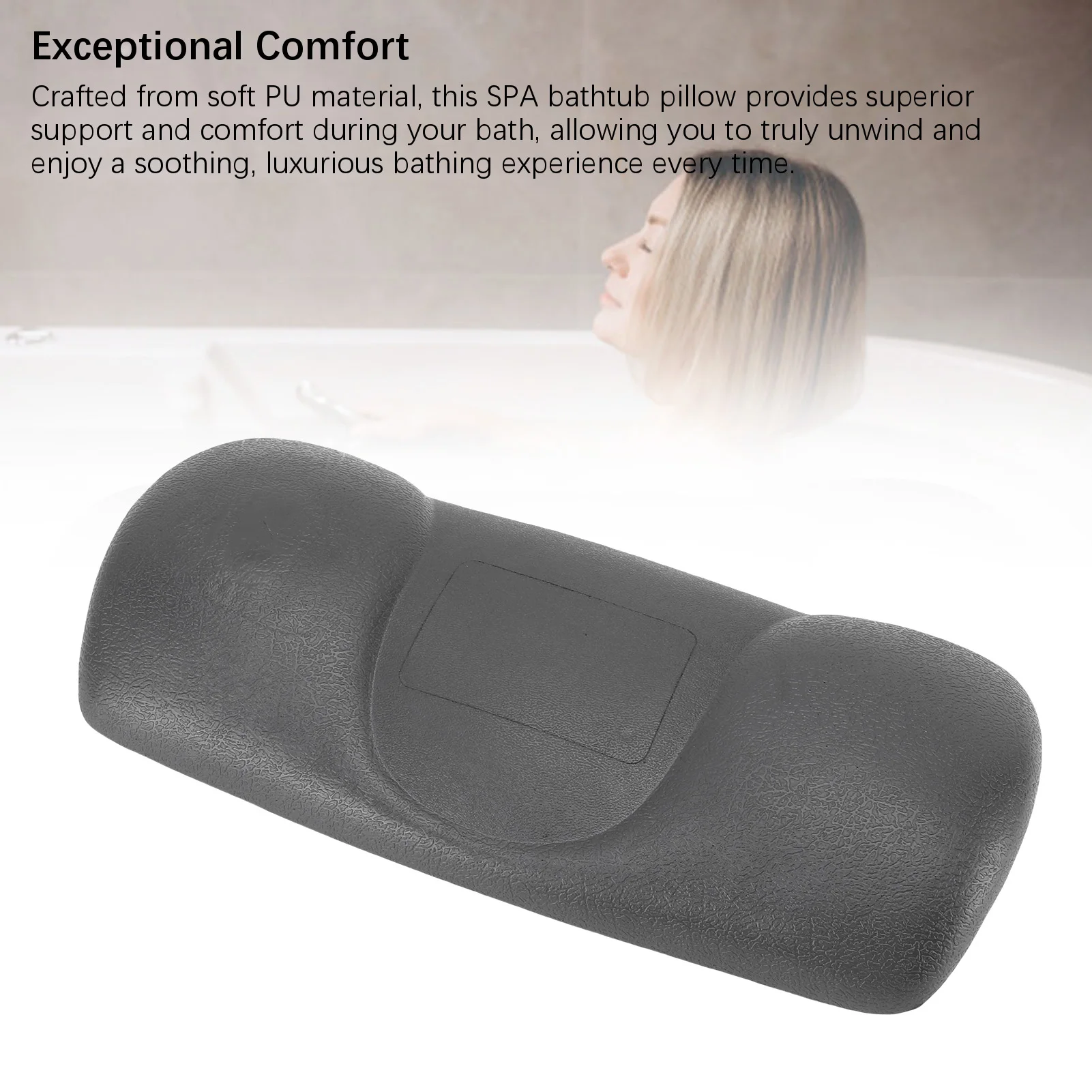 Bath Pillow PU Bathtub Pillow Neck Support Anti Slip Suction Cups Bath Cushion for Bathroom Spa Bathtub Cushion Bathtub Pillow