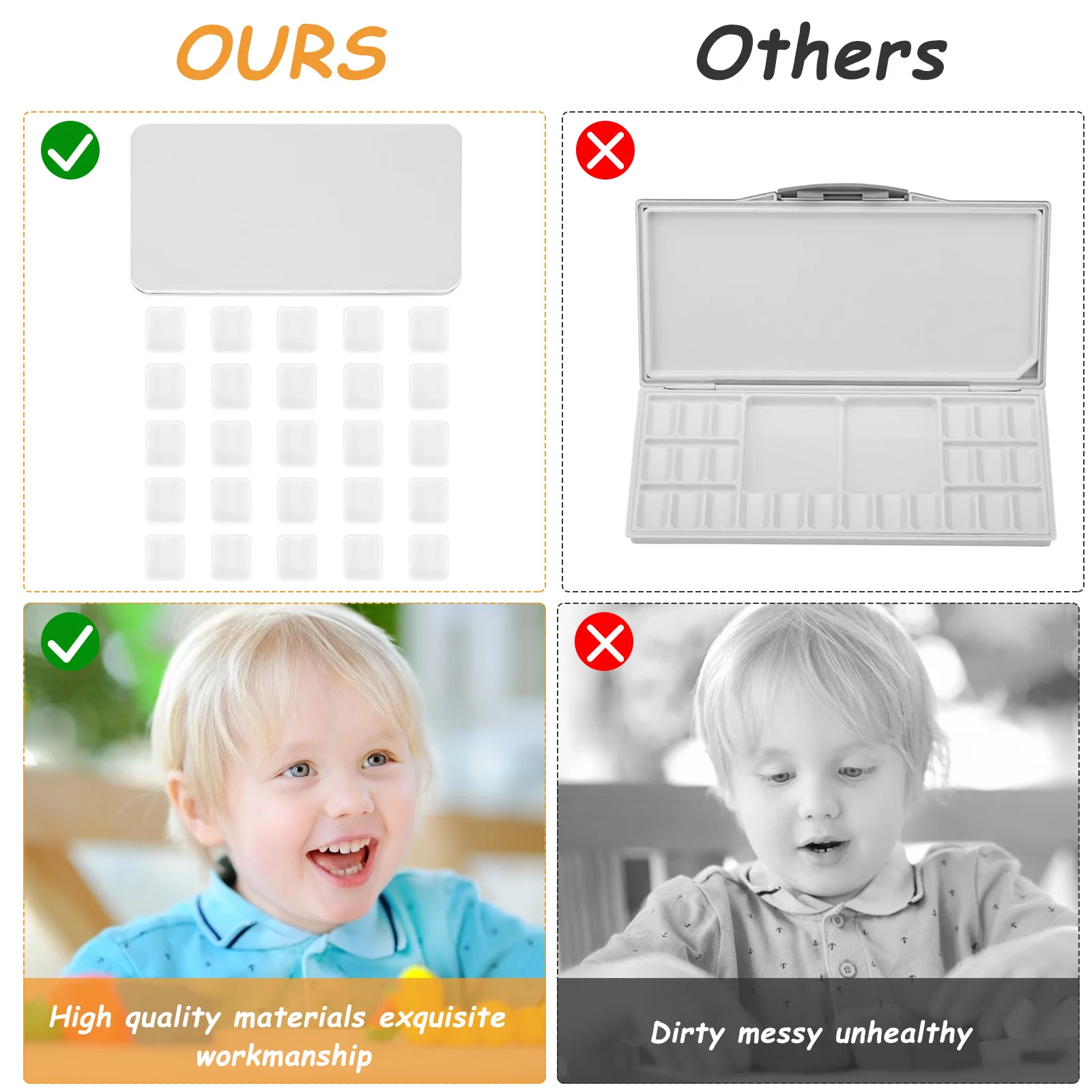 

1Set Empty Watercolor Tin Compartments Color Box Portable Lightweight Durable Long Lasting Use for Acrylic Watercolors Gift