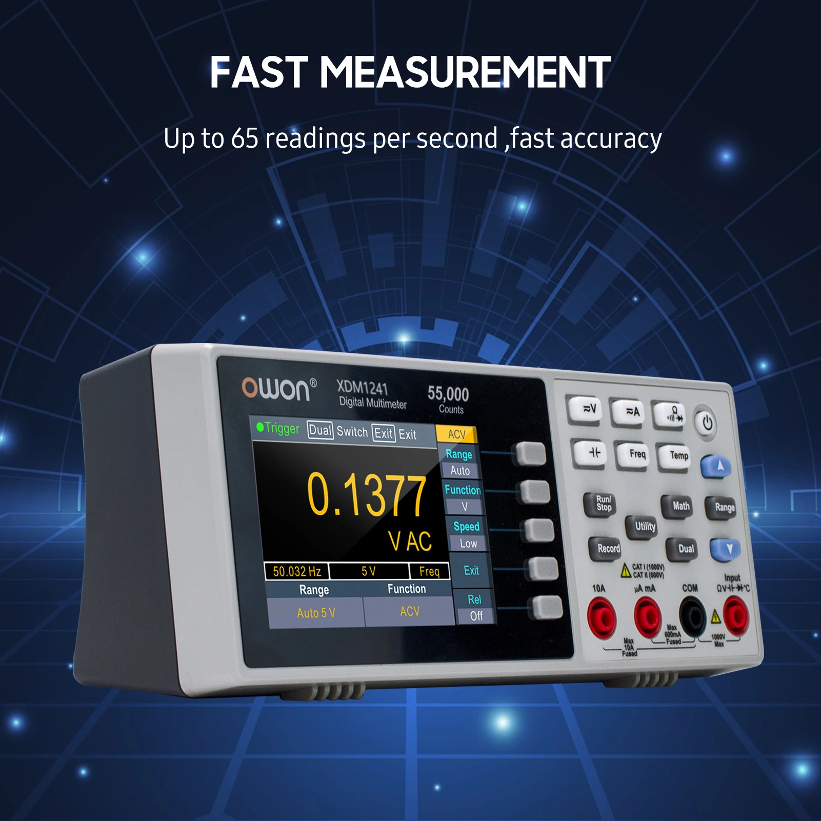 XDM1241 Mini Desktop Digital Multimeter Rechargeable 55000 Counts High Accuracy True RMS Multifunctional Temperature Measurement