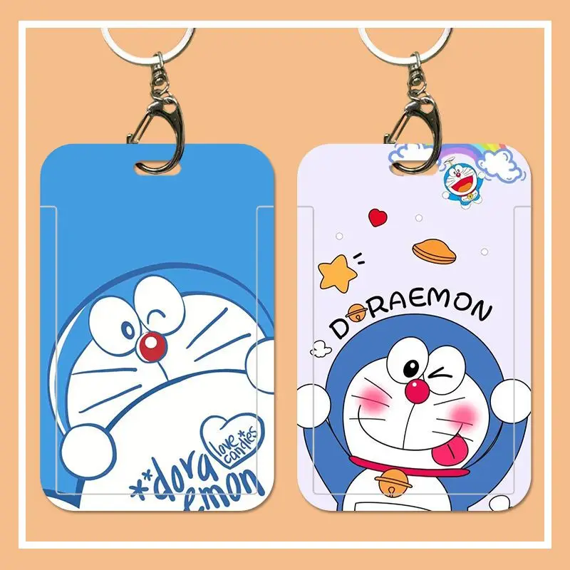 Новинка, анимационная периферийная карточка Doraemon с одинаковым держателем для студенческого кампуса, карточка для еды, карточка доступа в автобус, жесткий чехол с ремешком
