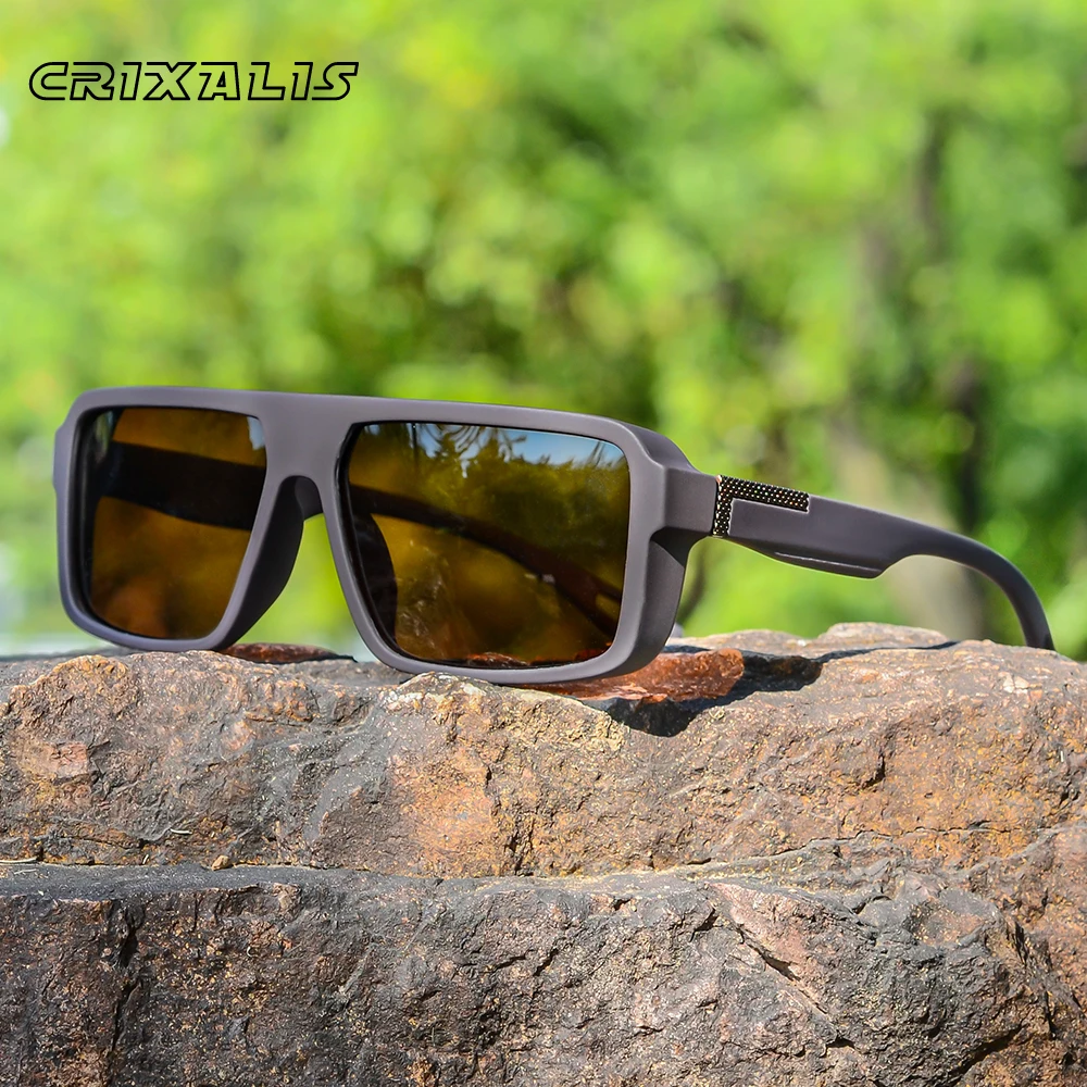 CRIXALIS klasyczne kwadratowe okulary przeciwsłoneczne z polaryzacją dla mężczyzn kobiety modne sportowe okulary przeciwsłoneczne męskie Vintage Outdoor Driving Fishing Shades