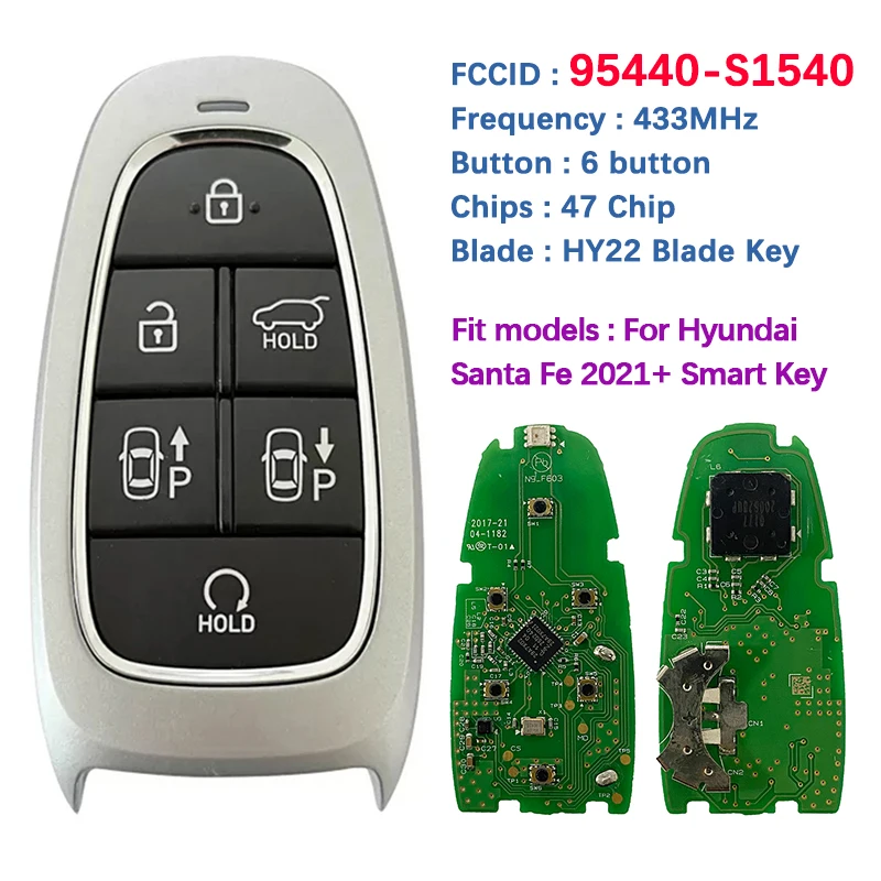 CN020230 oryginalny PCB 6 przycisk inteligentnego klucza dla Hyundai Santa Fe 2021 pilot zdalnego sterowania 433MHz HITAG 3 Chip FCCID 95440-S1540