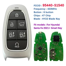 CN020230 Original PCB 6 Button Smart Key For Hyundai Santa Fe 2021 Remote Fob 433MHz HITAG 3 Chip FCCID 95440-S1540 Keyless Go