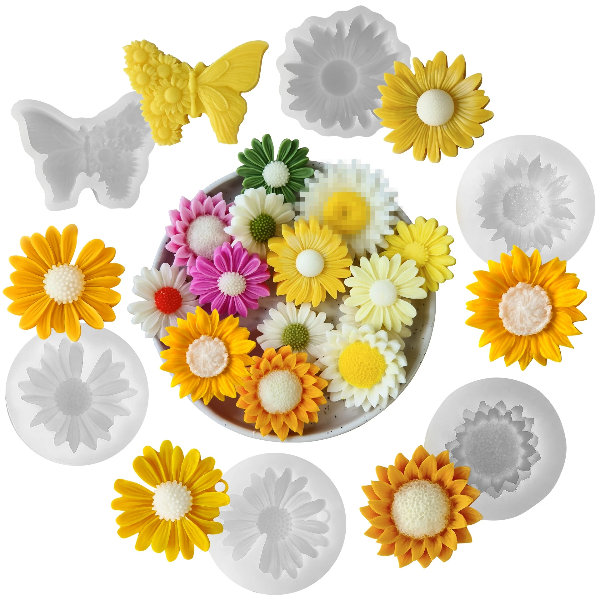 Sunflower Daisy Silicone Candle Mold DIY Aromatherapy Wax Soap Plaster Resin Diffuser Stone 3D Flower Craft Decor