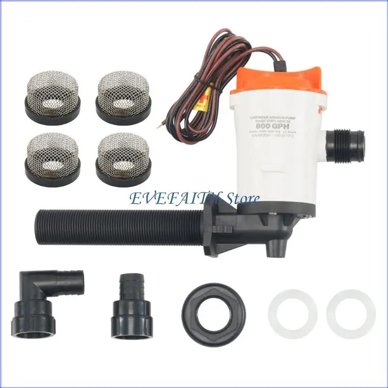 

124B 12V D-ual Purpose And Stainless Mesh Filter 800GPH Marine Grade For Anglers And Boat Owners