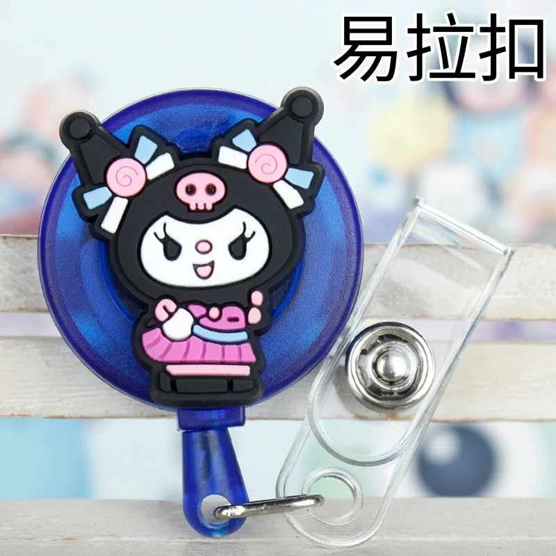 Cute Cartoon Kuromi Funny for ID Card Holder Scalable Toggle Clip Employee Card Doctor Nurse Chest Card Student Bus Card Holder - view 6