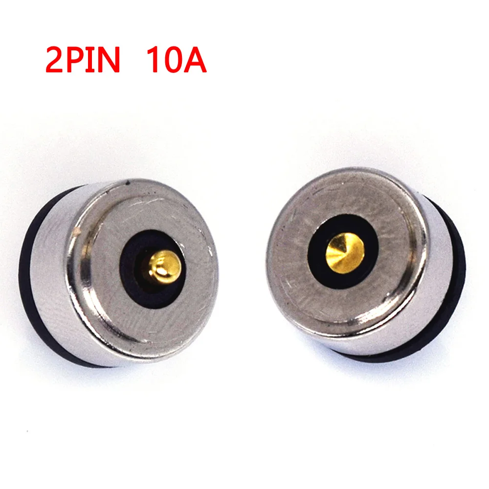 1set 2Pin Round High Current Magnet Suction Spring Pogo Pin Male Female 2A 5V 10A 12V Probe DC Power Charging Magnetic Connector