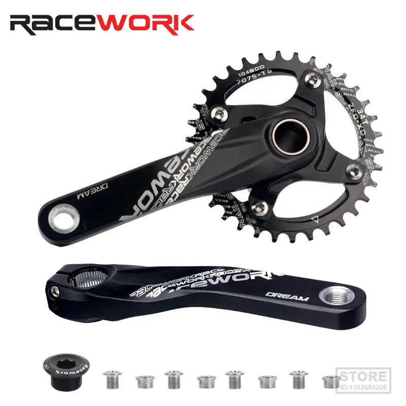 

RACEWORK Integrated Crankset Mtb Hollowtech Crank Arms For Bicycle 104 Bcd Mountain Bike Connecting Rods Double 32/34/36/38/40T