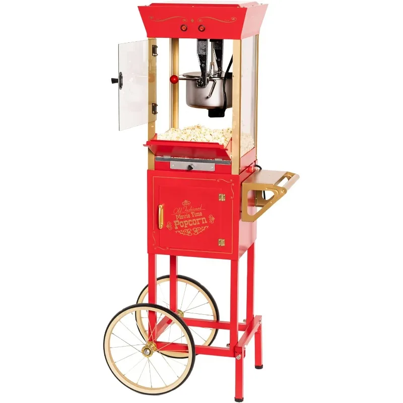 Popcorn Maker Machine - Professional Cart With 8 Oz Kettle Makes Up to 32 Cups - Vintage Popcorn Machine Movie