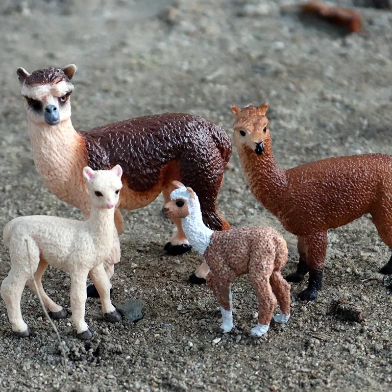 Kolobok Farm Animals Simulation Argali Sheep Lamb Alpaca Goat Model Action Figure PVC Miniature Educational Cute Toy Kid Gift