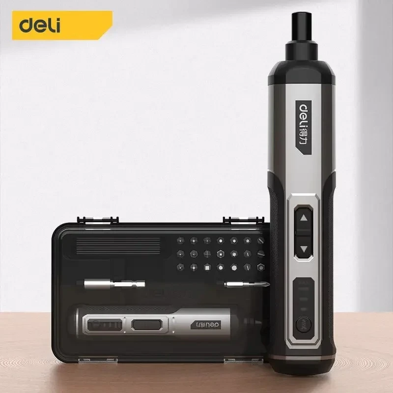 Deli 3-Speed Large Torque Cordless Electric Screwdriver 2000mAh Battery Drill 4V Power Tools Set Household Maintenance Repair