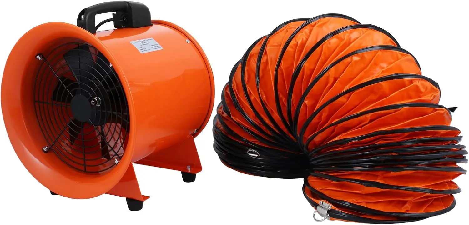 Utility Blower Fan, 12 Inches, 520W 2295 CFM High Velocity Ventilator w/ 16 ft/5 m Duct Hose, Portable Ventilation Fan, Fume Ext