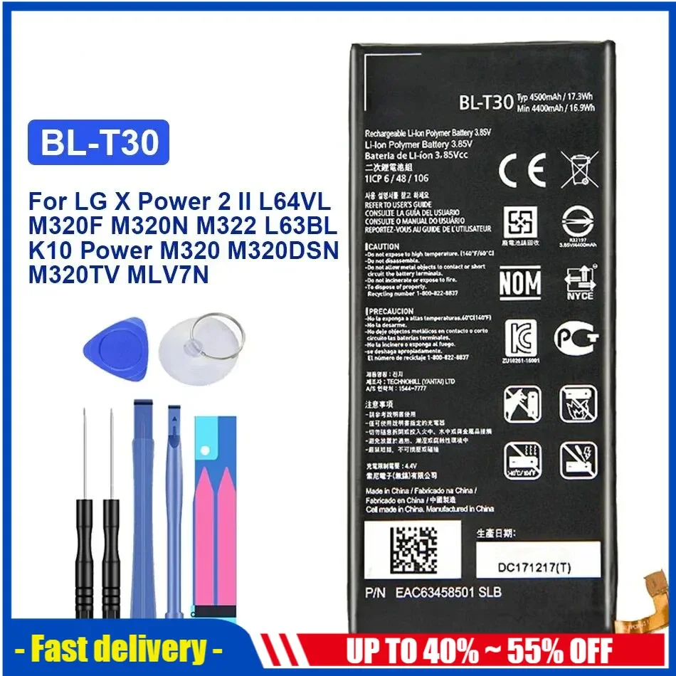 

BL-T30 4500mAh Mobile Phone Battery For LG X Power 2 II Power2 L64VL M320F M320N M322 L63BL K10 Power M320 M320DSN M320TV MLV7N