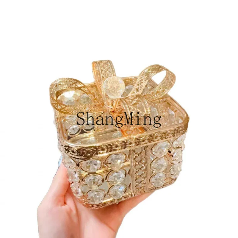 

DSA light luxury gold crystal beads home hotel dining table coffee table gift storage box home decoration