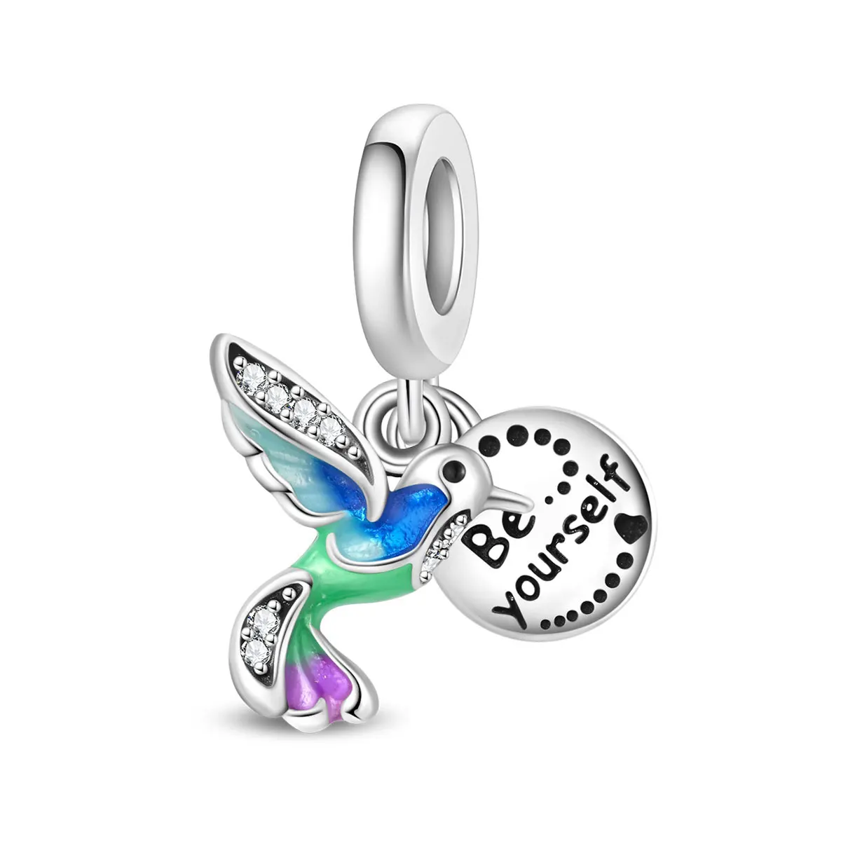Charms Beads Colorful Hummingbird Plata Fit Original 925 Charms Bracelet Be Yourself Inspirational Jewelry Gifts for Women