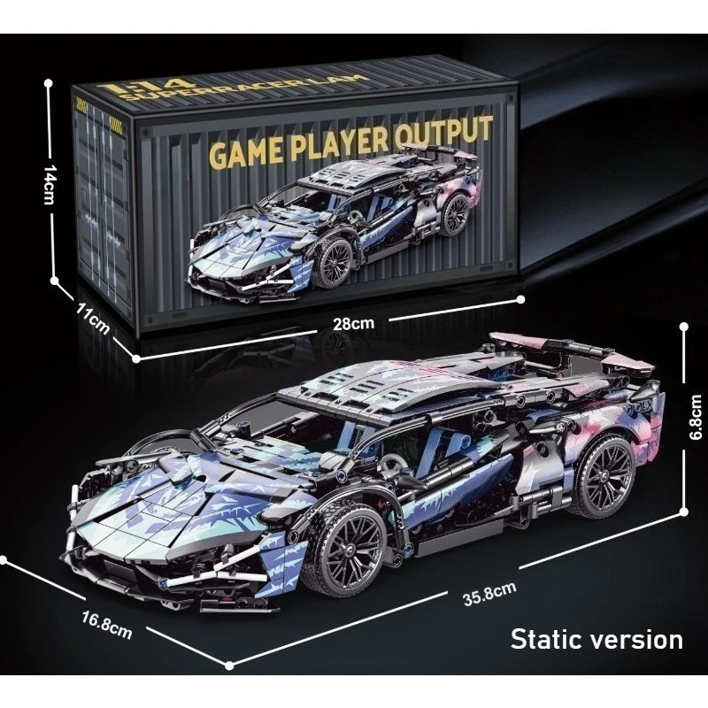 Technologie Racewagen Blok Model 1280PCS + 1:14 Motion Speed Auto Model Mechanische Super Blok Montage Speelgoed Kinderen volwassen Geschenken