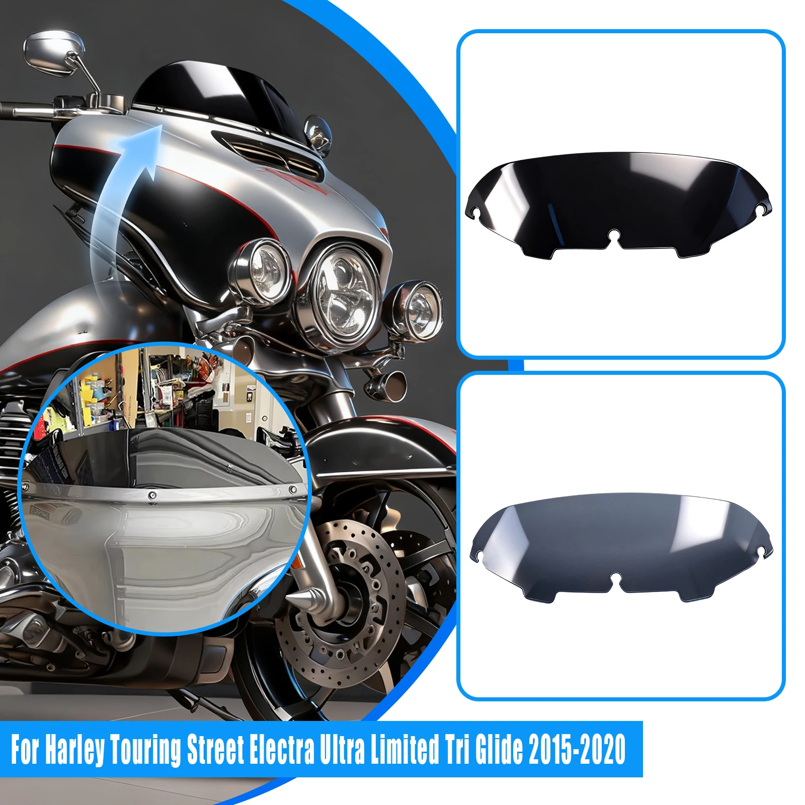 

4.5" Front Motorcycle Fairing Deflector Wave Windshield Windscreen For Harley Electra Street Glide FLHX FLHTC Touring 1996-2013