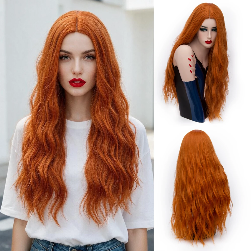 MSIWIGS – perruques synthétiques ondulées roses longues, perruques de Cosplay blondes résistantes à la chaleur pour femmes