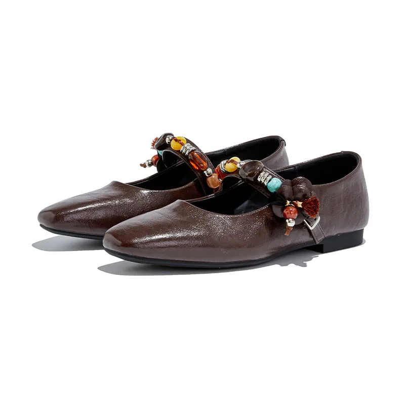 

2025 New Women's Mary Janes Square-toe, single-strap ballet shoes Women shoes Large-size pumps female flats