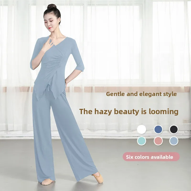 مجموعة سراويل واسعة الساق للرقص الصيفي للسيدات لممارسة الرقص، فستان ممارسة كلاسيكي حديث جديد للبالغين