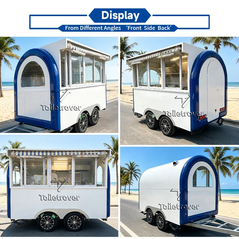 Beautiful Mini Food Truck Ice Cream Mobile Food Cart Fully Equipped Food Trailer Beverage Food Truck Trailer with Fridge Awning