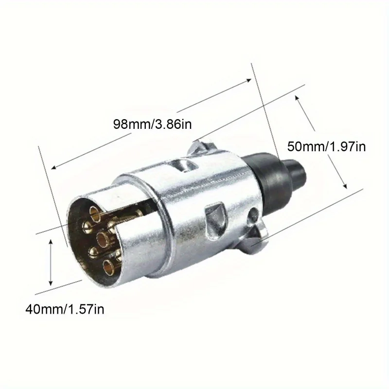 1Pc 7 Pin Trailer Trailer Trailer Tail Light Harness Head Aluminum Alloy Plug 12V Connector Replacement For Truck EU Plug view 2