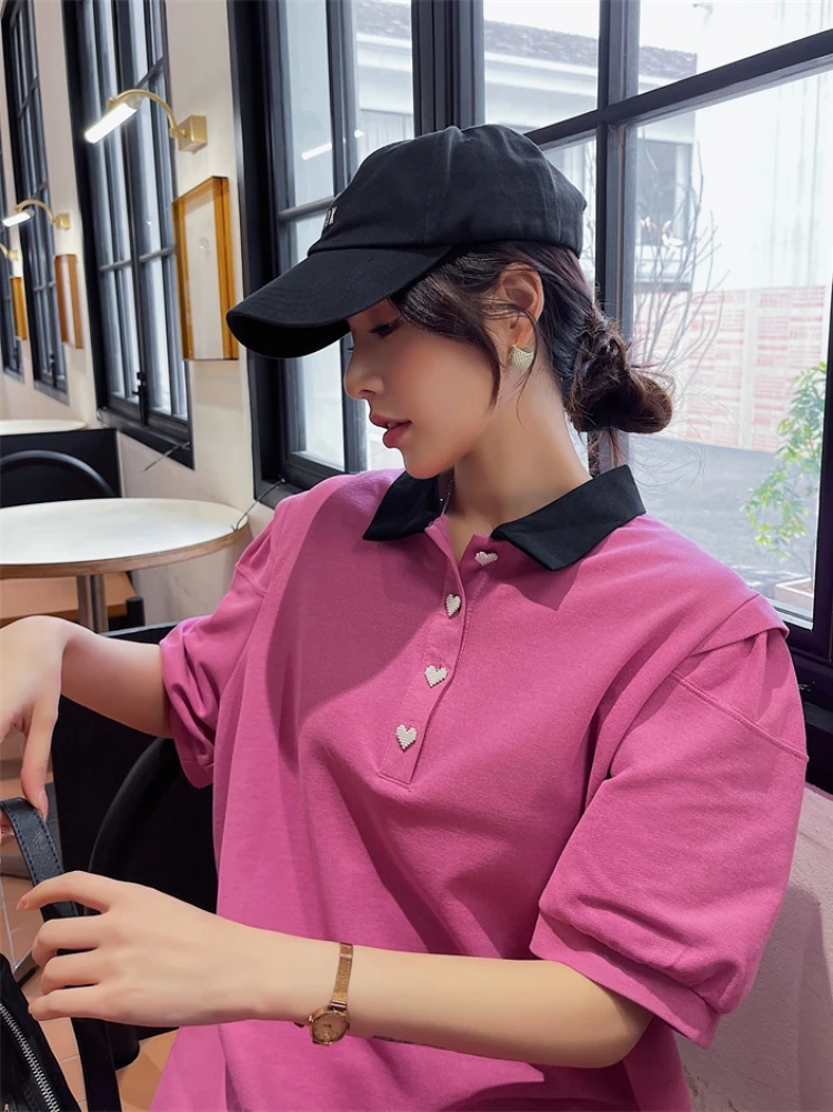 الصيف المرأة فستان طويل محبوك النسيج بولو طوق المتضخم فستان قصير الأكمام Vestidos رداء Elbise فضفاض ميدي ألف خط فساتين