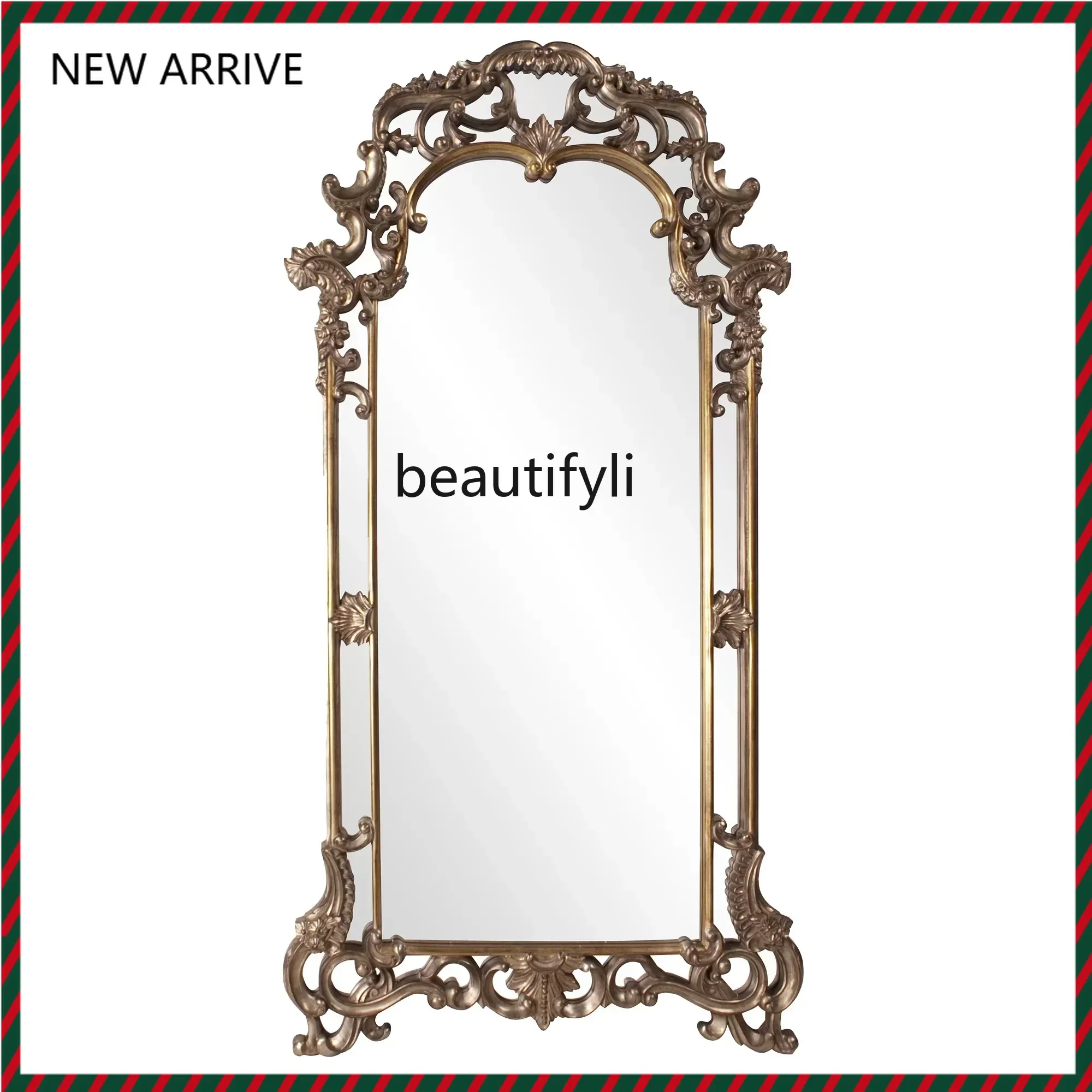 

SS NewFull-length mirror full-body floor mirror art, shape, American square, European and American carved decorative mirror