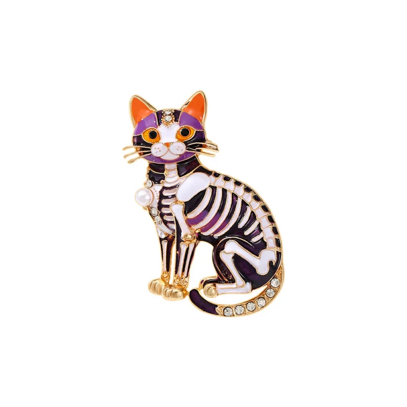 Halloween Sugar Skull Enamel Brooch Gothic Pumpkin Skeleton Cat Lapel Pin Party Costume Backpack Clothes Decor BadgeJewelry Gift