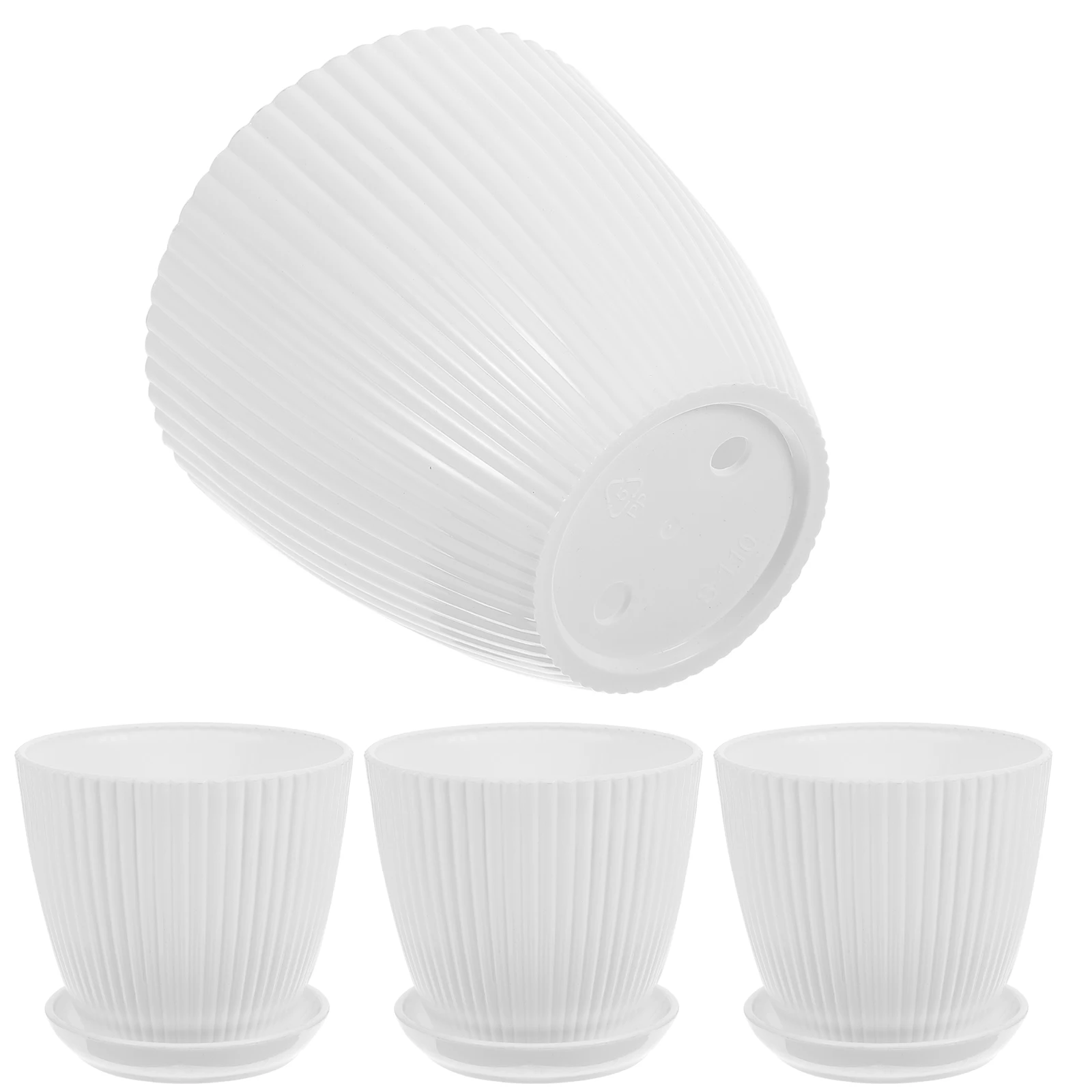 

4pcs Plants Pots Saucer Plants Pots Nursery Flower Pot Succulent Container Drainage Garden Resin Planter With Saucer Balcony