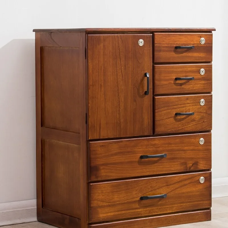 chest of drawers solid wood chest of drawers household simple modern bedroom storage cabinet with lock drawer cabinet living roo