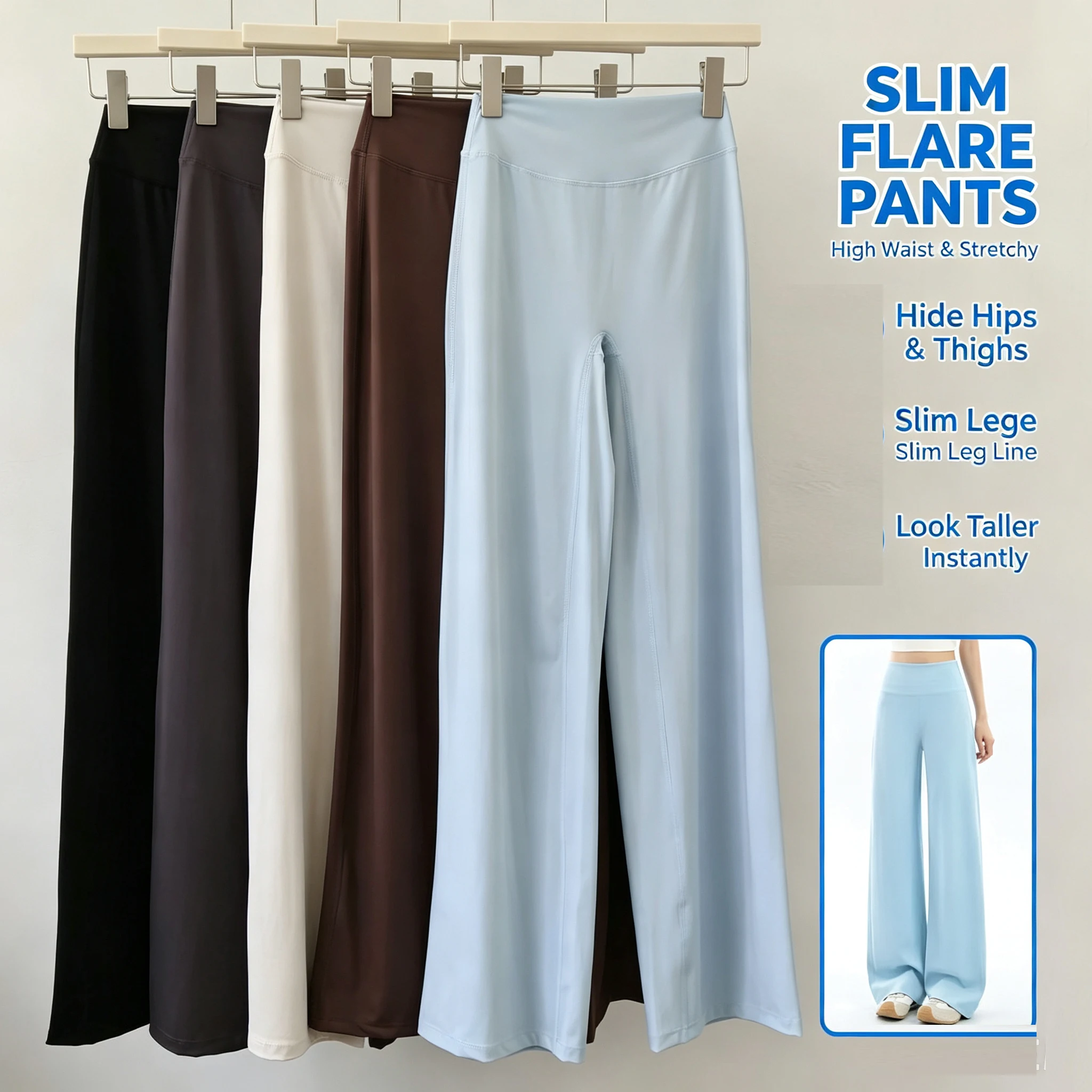 Damen-Pilates-Yoga-Hose mit geradem Bein, Hüftformend, locker geschnitten, weites Bein, atmungsaktiv, lässig, für Freizeit, Fitness, Outdoor-Sport und Laufen – Detail 2